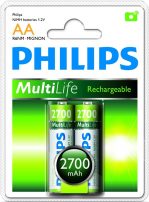 Philips επαναφορτιζόμενες AA 1.2V 2700mAh MultiLife 2τμχ