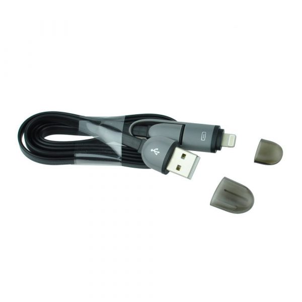 USB Καλώδιο Mαύρο 2 in 1 - iPhone 5/6/iPad+Micro USB